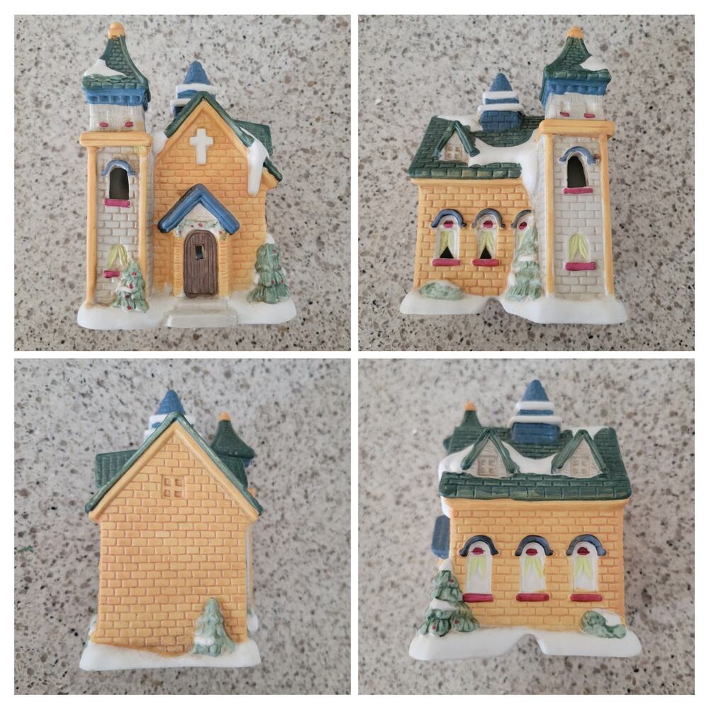 VTG 90s Victorian Village Collectibles Christmas Handpainted Ceramic CHURCH 1996 - Picture 11 of 11